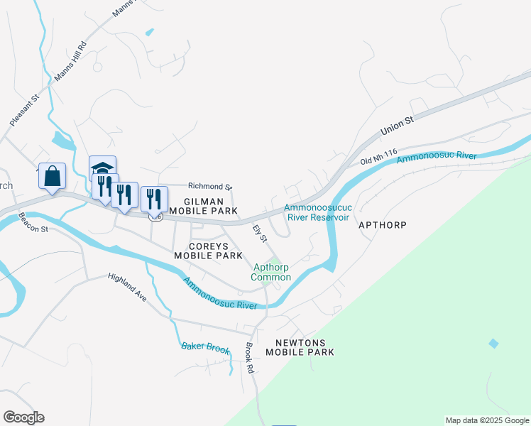 map of restaurants, bars, coffee shops, grocery stores, and more near 589 Union St in Littleton