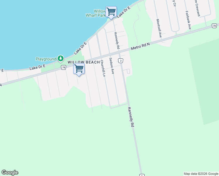 map of restaurants, bars, coffee shops, grocery stores, and more near 761 Churchill Lane in Willow Beach