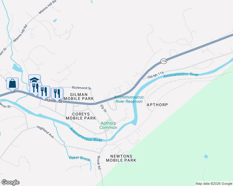 map of restaurants, bars, coffee shops, grocery stores, and more near 801 Union Street in Littleton