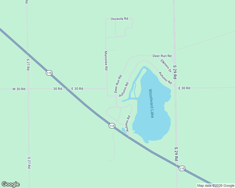 map of restaurants, bars, coffee shops, grocery stores, and more near 301 Autumn Road in Cadillac