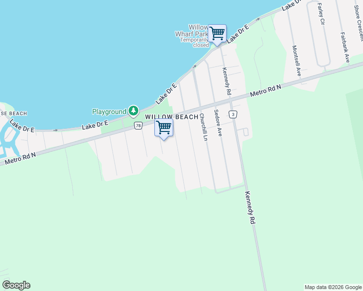 map of restaurants, bars, coffee shops, grocery stores, and more near 771 Third Avenue in Georgina