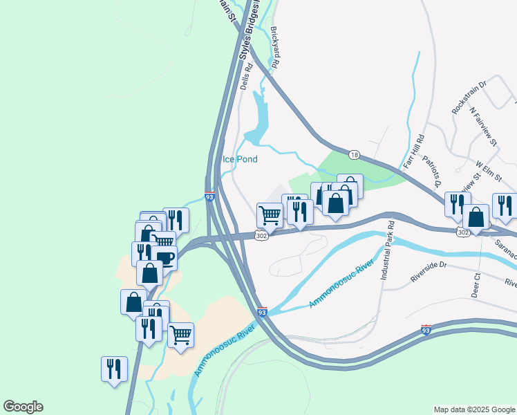 map of restaurants, bars, coffee shops, grocery stores, and more near 263 Dells Road in Littleton