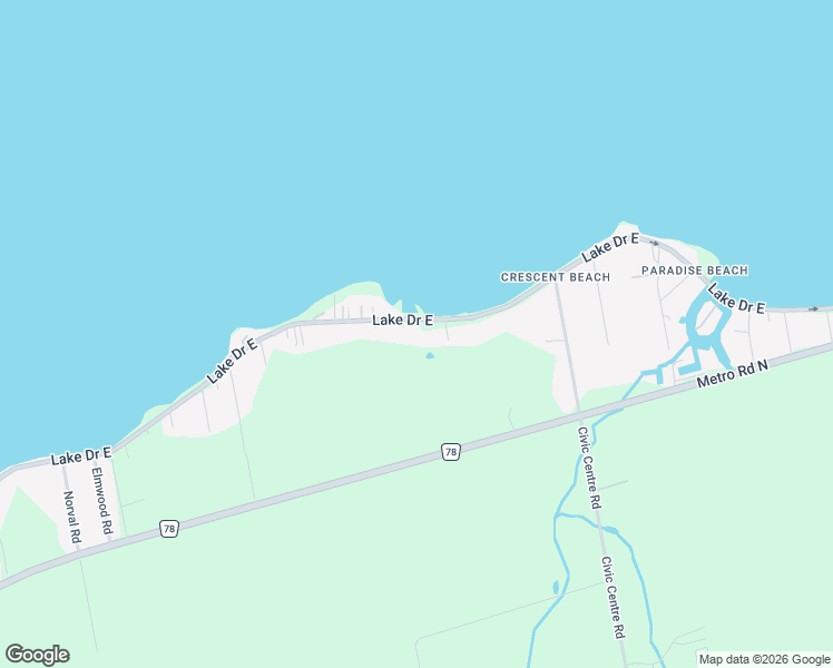 map of restaurants, bars, coffee shops, grocery stores, and more near 159 Lake Drive East in Georgina