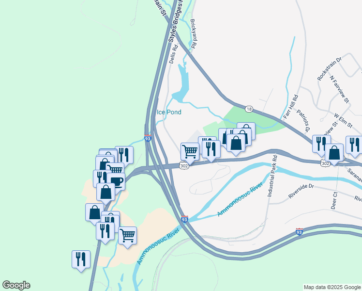 map of restaurants, bars, coffee shops, grocery stores, and more near 263 Dells Road in Littleton