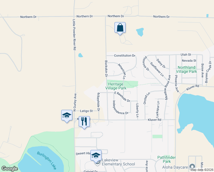 map of restaurants, bars, coffee shops, grocery stores, and more near 1401 Buckskin Drive in Gillette