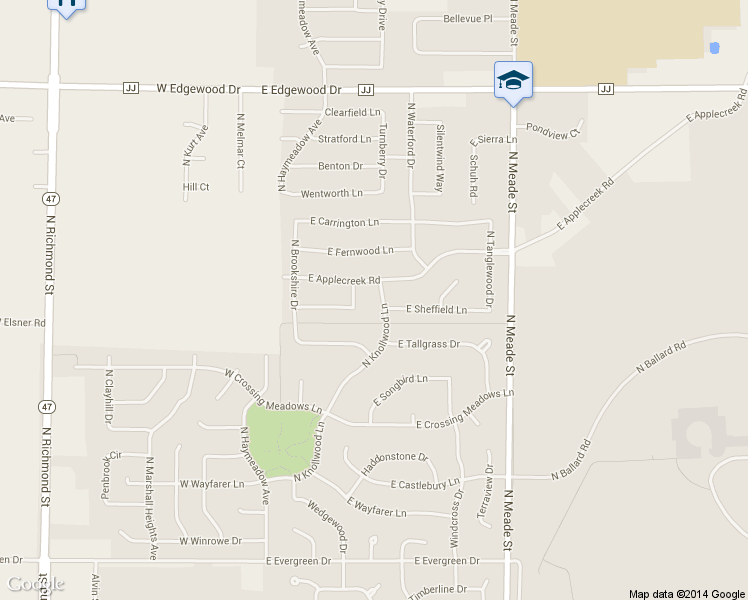 map of restaurants, bars, coffee shops, grocery stores, and more near 4701 North Knollwood Lane in Appleton