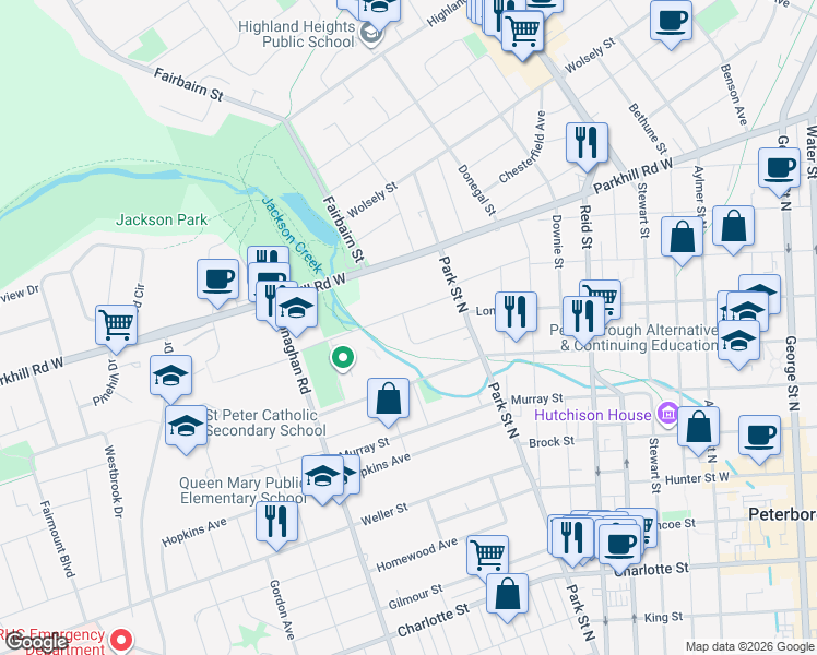 map of restaurants, bars, coffee shops, grocery stores, and more near 508 Cordach Crescent in Peterborough