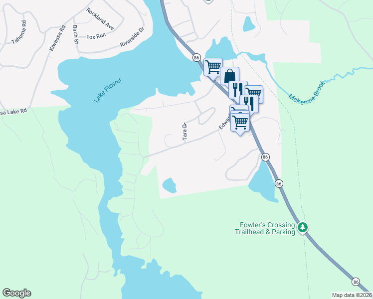 map of restaurants, bars, coffee shops, grocery stores, and more near 125 Edward St in Saranac Lake