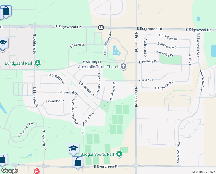 map of restaurants, bars, coffee shops, grocery stores, and more near 4734 N Providence Ave in Appleton