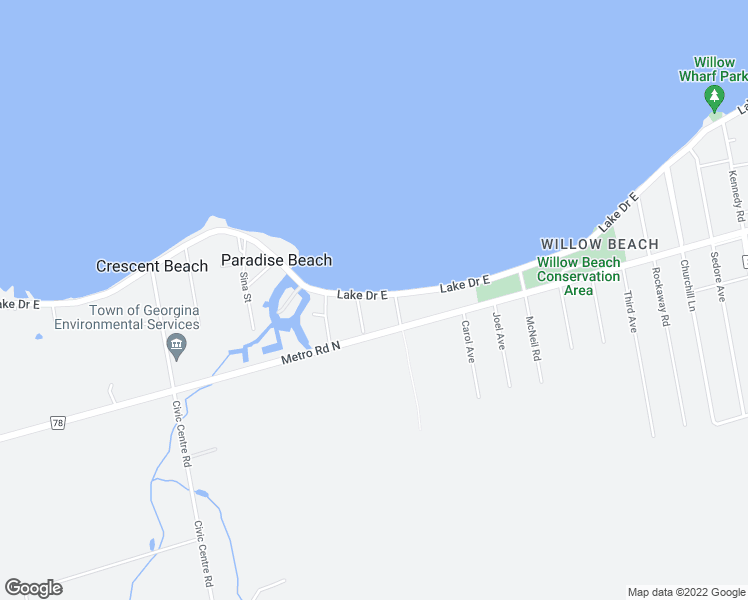 map of restaurants, bars, coffee shops, grocery stores, and more near 303 Lake Drive East in Willow Beach