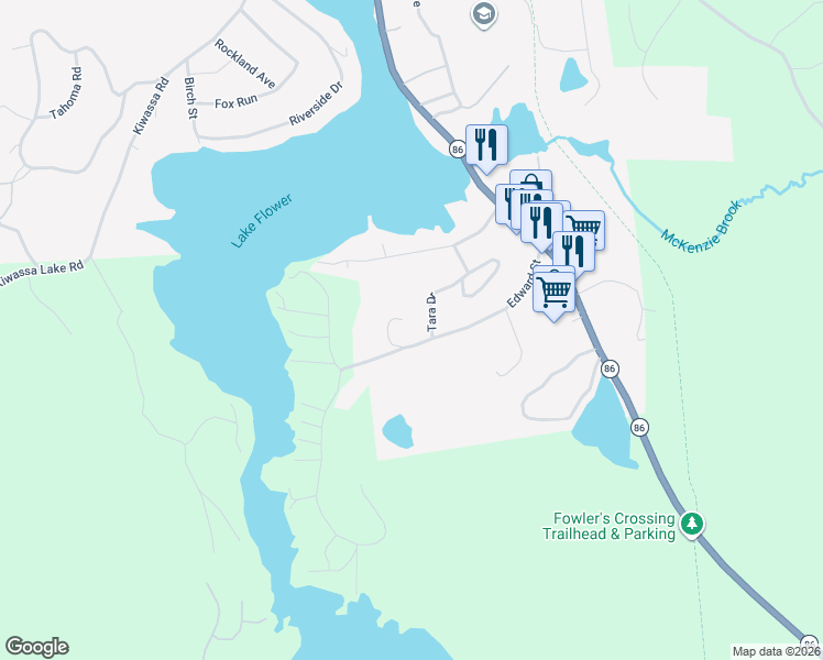 map of restaurants, bars, coffee shops, grocery stores, and more near 125 Edward St in Saranac Lake