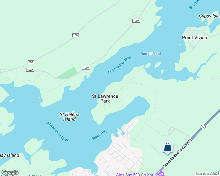map of restaurants, bars, coffee shops, grocery stores, and more near 20505 Saint Lawrence Park Road in Alexandria Bay