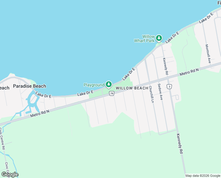 map of restaurants, bars, coffee shops, grocery stores, and more near 1506 Metro Road North in Willow Beach