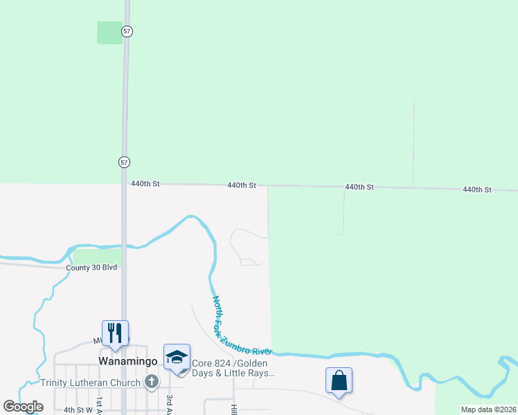 map of restaurants, bars, coffee shops, grocery stores, and more near 2108 Mingo View Drive in Wanamingo