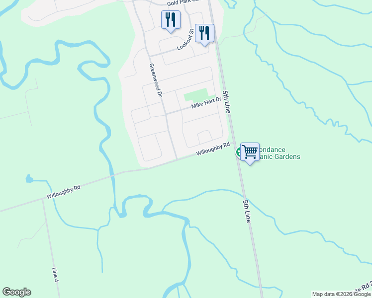 map of restaurants, bars, coffee shops, grocery stores, and more near 495 Greenwood Drive in Essa