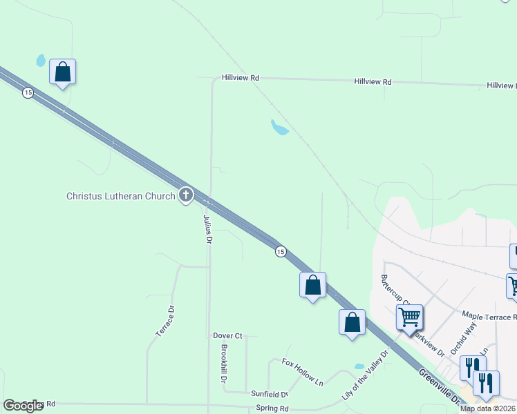 map of restaurants, bars, coffee shops, grocery stores, and more near N1916 Greenville Drive in Greenville