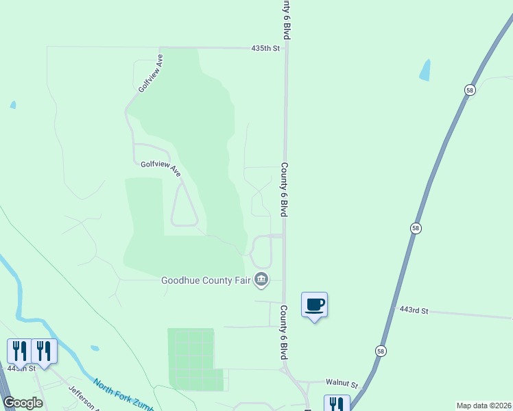 map of restaurants, bars, coffee shops, grocery stores, and more near 240 Golden Bear Ln in Zumbrota