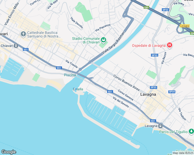 map of restaurants, bars, coffee shops, grocery stores, and more near 6 Piazza la Scafa in Lavagna