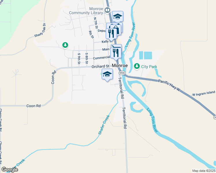map of restaurants, bars, coffee shops, grocery stores, and more near 600 Dragon Drive in Monroe