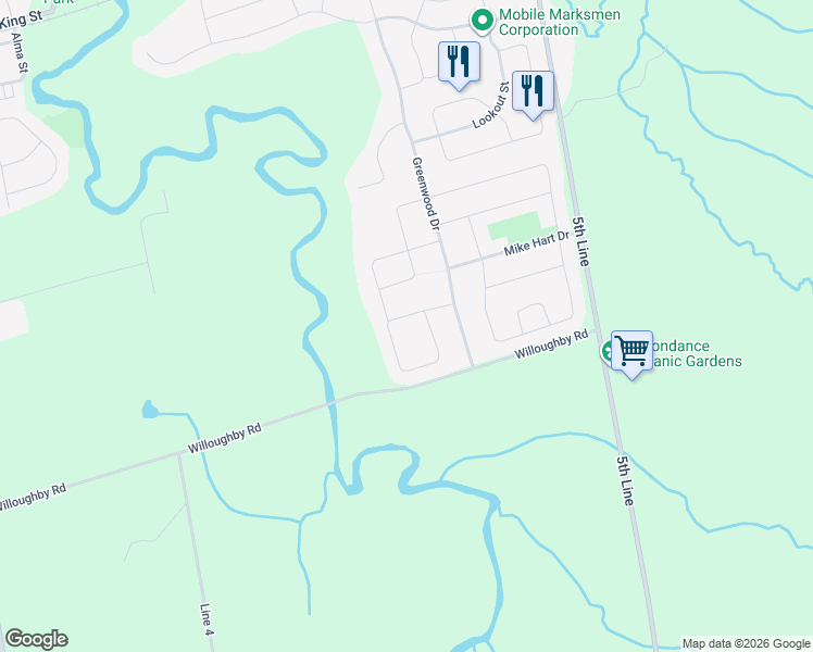 map of restaurants, bars, coffee shops, grocery stores, and more near 227 Brownley Lane in Angus