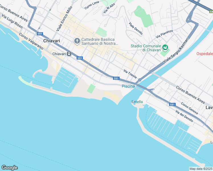 map of restaurants, bars, coffee shops, grocery stores, and more near 7 Viale Tito Groppo in Chiavari