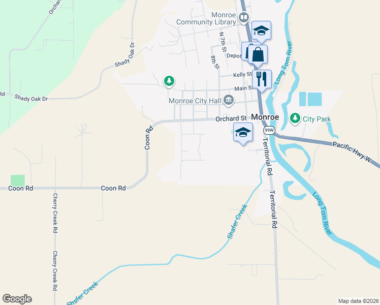 map of restaurants, bars, coffee shops, grocery stores, and more near 475 South 10th Street in Monroe