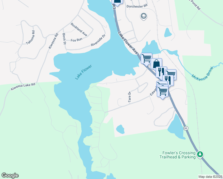 map of restaurants, bars, coffee shops, grocery stores, and more near 123 Duprey St in Saranac Lake