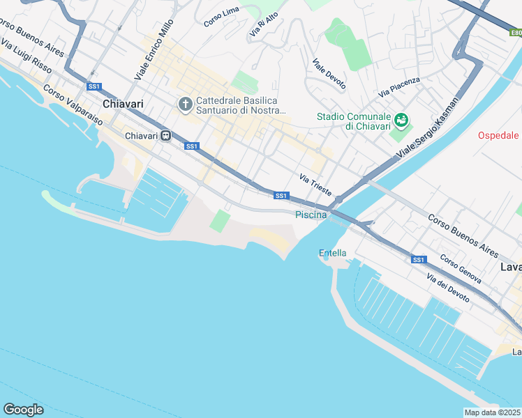 map of restaurants, bars, coffee shops, grocery stores, and more near 7 Viale Groppo in Chiavari