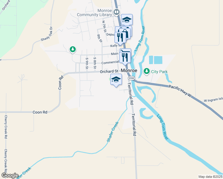 map of restaurants, bars, coffee shops, grocery stores, and more near 600 Dragon Drive in Monroe