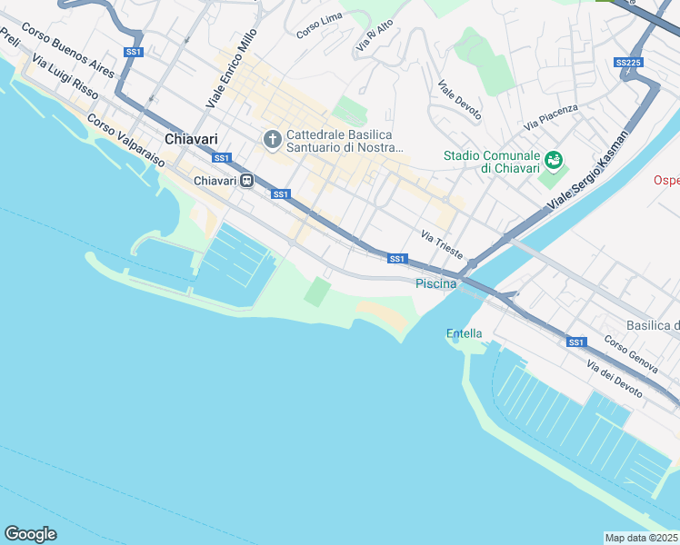 map of restaurants, bars, coffee shops, grocery stores, and more near 12B Corso Cristoforo Colombo in Chiavari