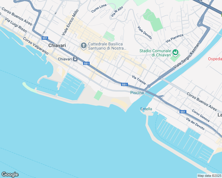 map of restaurants, bars, coffee shops, grocery stores, and more near 7 Viale Groppo in Chiavari