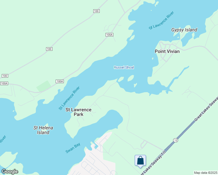 map of restaurants, bars, coffee shops, grocery stores, and more near Saint Lawrence Park Place in Alexandria Bay