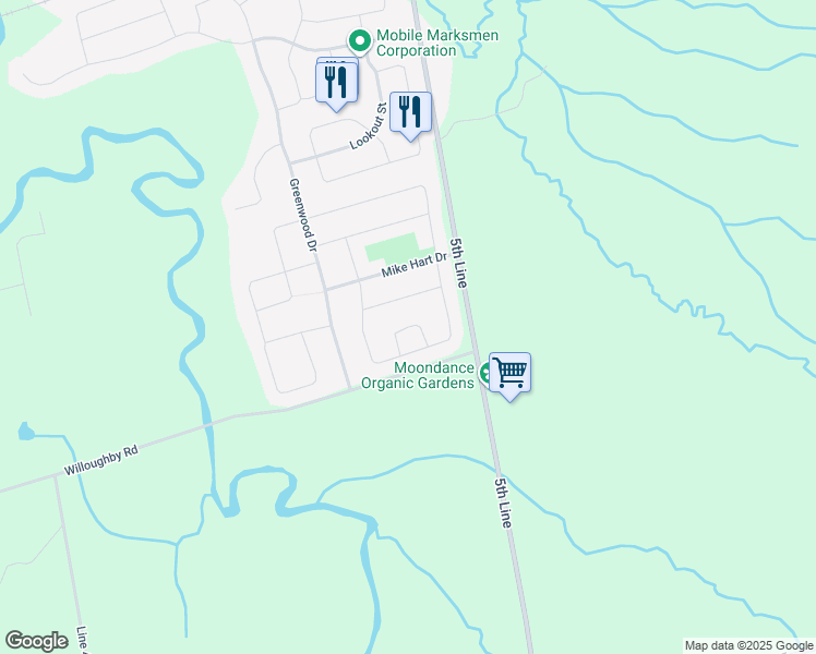 map of restaurants, bars, coffee shops, grocery stores, and more near Hutton Crescent in Angus