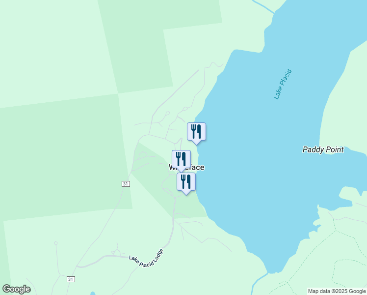 map of restaurants, bars, coffee shops, grocery stores, and more near 331 Whiteface Inn Lane in Lake Placid