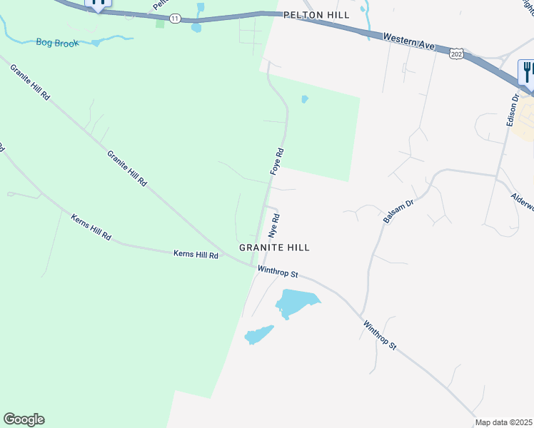 map of restaurants, bars, coffee shops, grocery stores, and more near 12 Nye Road in Hallowell