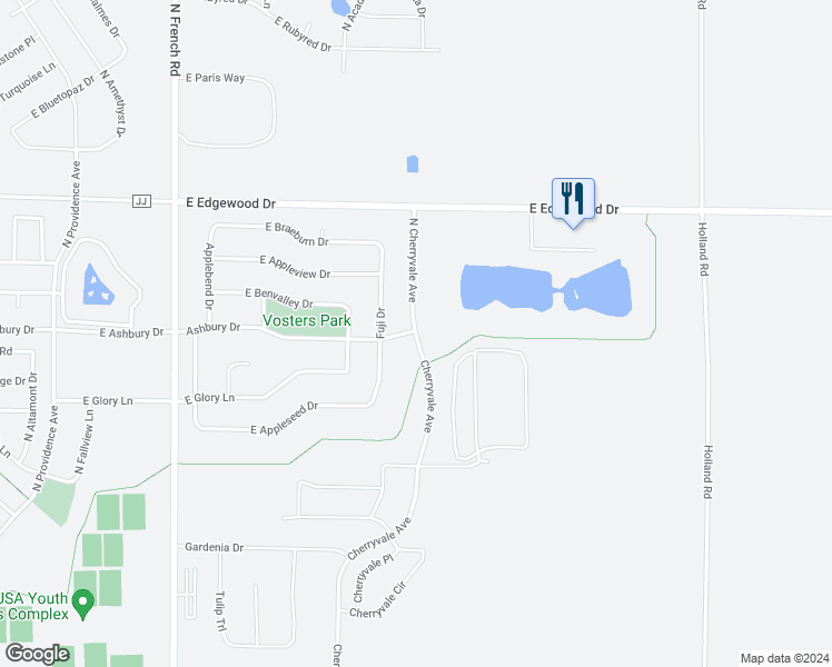 map of restaurants, bars, coffee shops, grocery stores, and more near 4685 North Cherryvale Avenue in Appleton