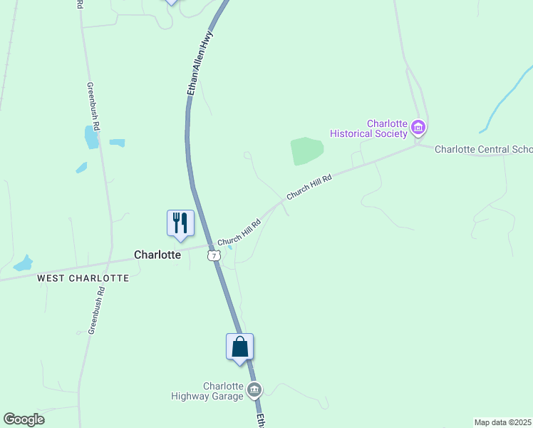 map of restaurants, bars, coffee shops, grocery stores, and more near 193 Church Hill Road in Charlotte