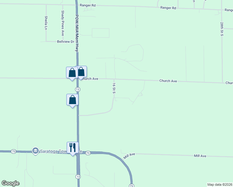 map of restaurants, bars, coffee shops, grocery stores, and more near 8941 16 Street South in Wisconsin Rapids