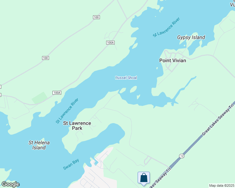 map of restaurants, bars, coffee shops, grocery stores, and more near Saint Lawrence Park Place in Alexandria Bay