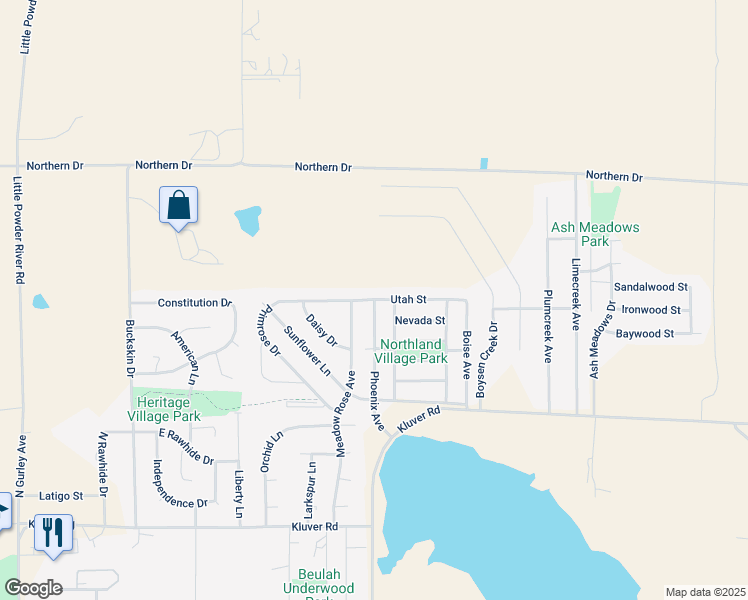 map of restaurants, bars, coffee shops, grocery stores, and more near 1799 Phoenix Avenue in Gillette