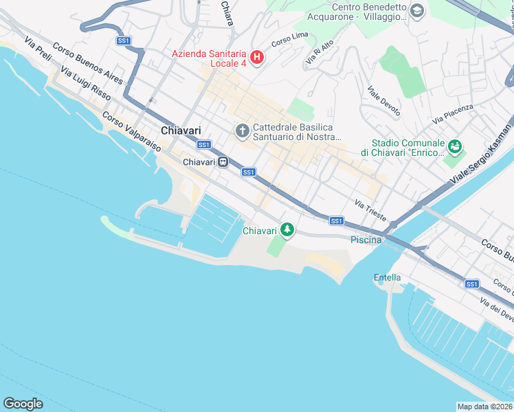 map of restaurants, bars, coffee shops, grocery stores, and more near 34 Via Porto Turistico in Lavagna