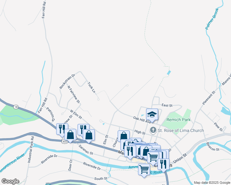 map of restaurants, bars, coffee shops, grocery stores, and more near 50 Lilac Lane in Littleton