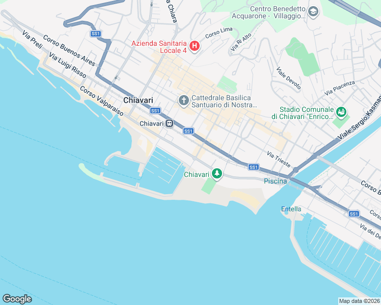 map of restaurants, bars, coffee shops, grocery stores, and more near 34 Via Porto Turistico in Chiavari