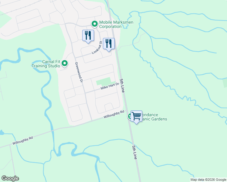 map of restaurants, bars, coffee shops, grocery stores, and more near 14 Stevenson Street in Essa