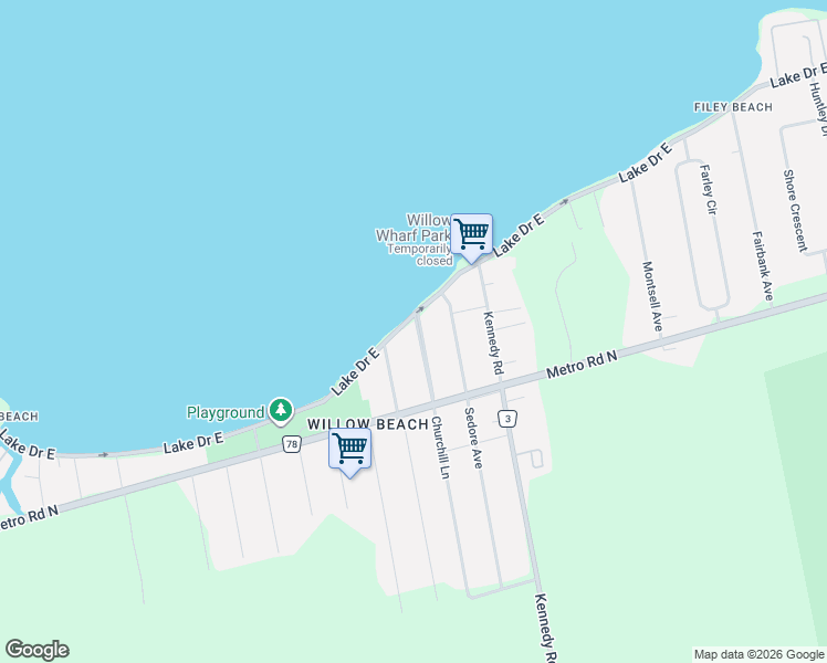 map of restaurants, bars, coffee shops, grocery stores, and more near 821 Rockaway Road in Willow Beach