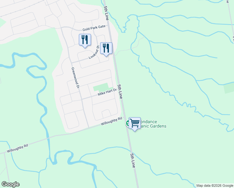map of restaurants, bars, coffee shops, grocery stores, and more near 15 Wagner Crescent in Angus