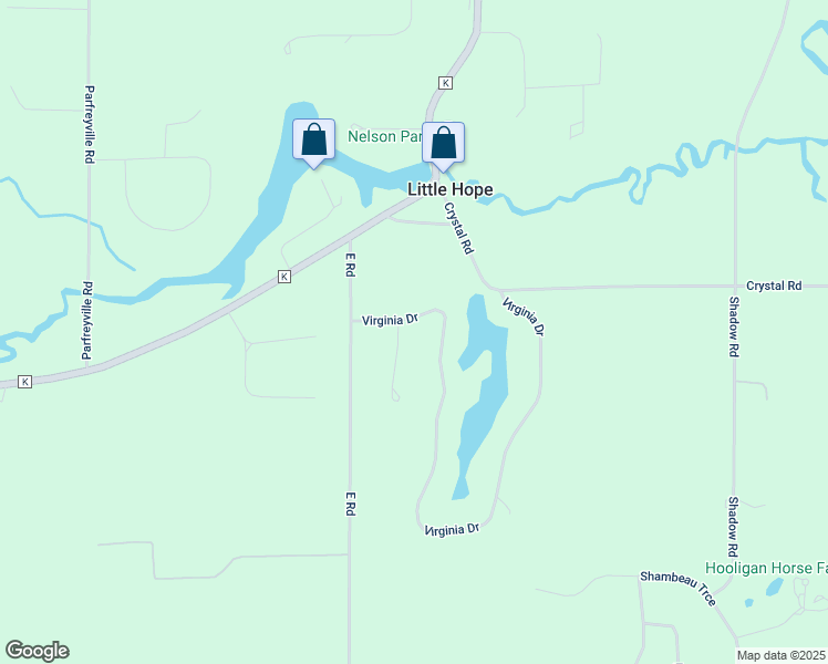 map of restaurants, bars, coffee shops, grocery stores, and more near N1728 Virginia Drive in Waupaca
