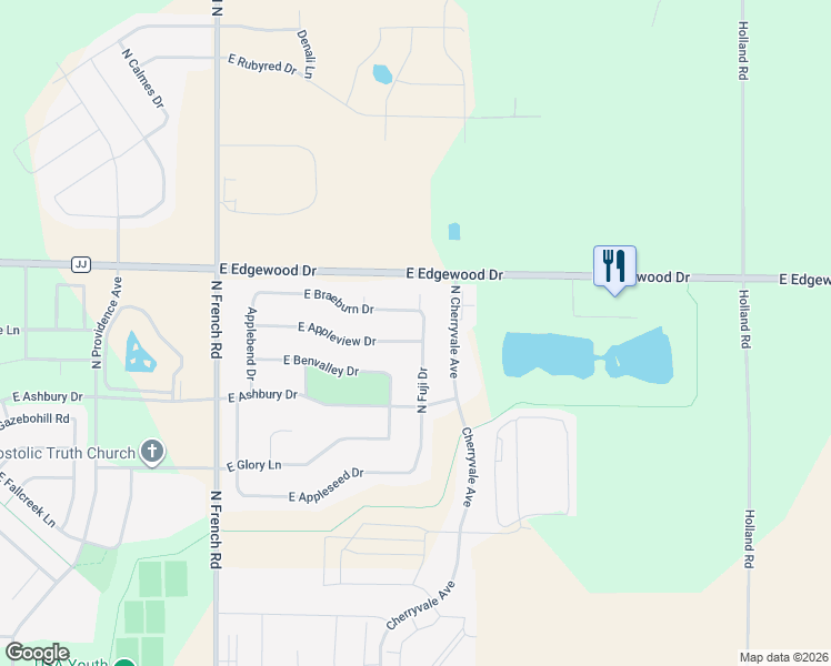 map of restaurants, bars, coffee shops, grocery stores, and more near 5026 Fuji Drive in Appleton