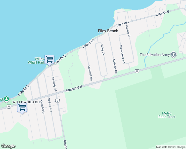 map of restaurants, bars, coffee shops, grocery stores, and more near 807A Montsell Avenue in Georgina