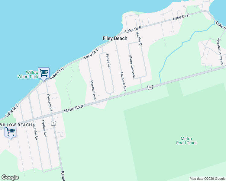 map of restaurants, bars, coffee shops, grocery stores, and more near 3 Farley Circle in Willow Beach